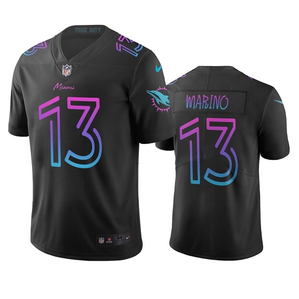 Men's Miami Dolphins #13 Dan Marino Black City Edition Stitched Football Jersey